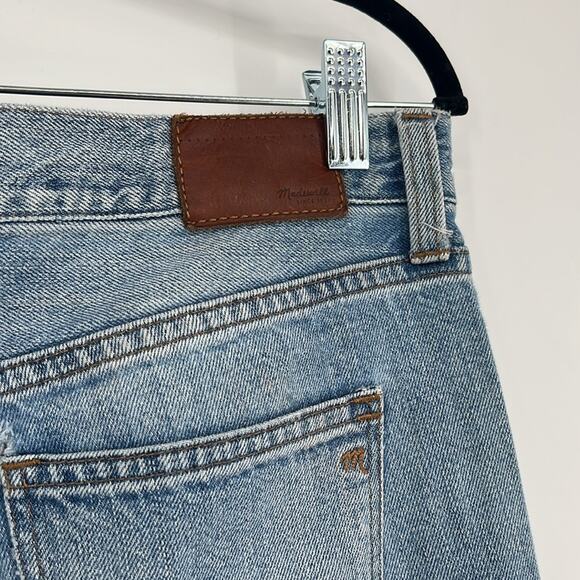 Madewell Boyjean Denim Jeans 27 Ankle Straight Leg Mid Rise Raw Hem Medium Wash - Picture 5 of 11